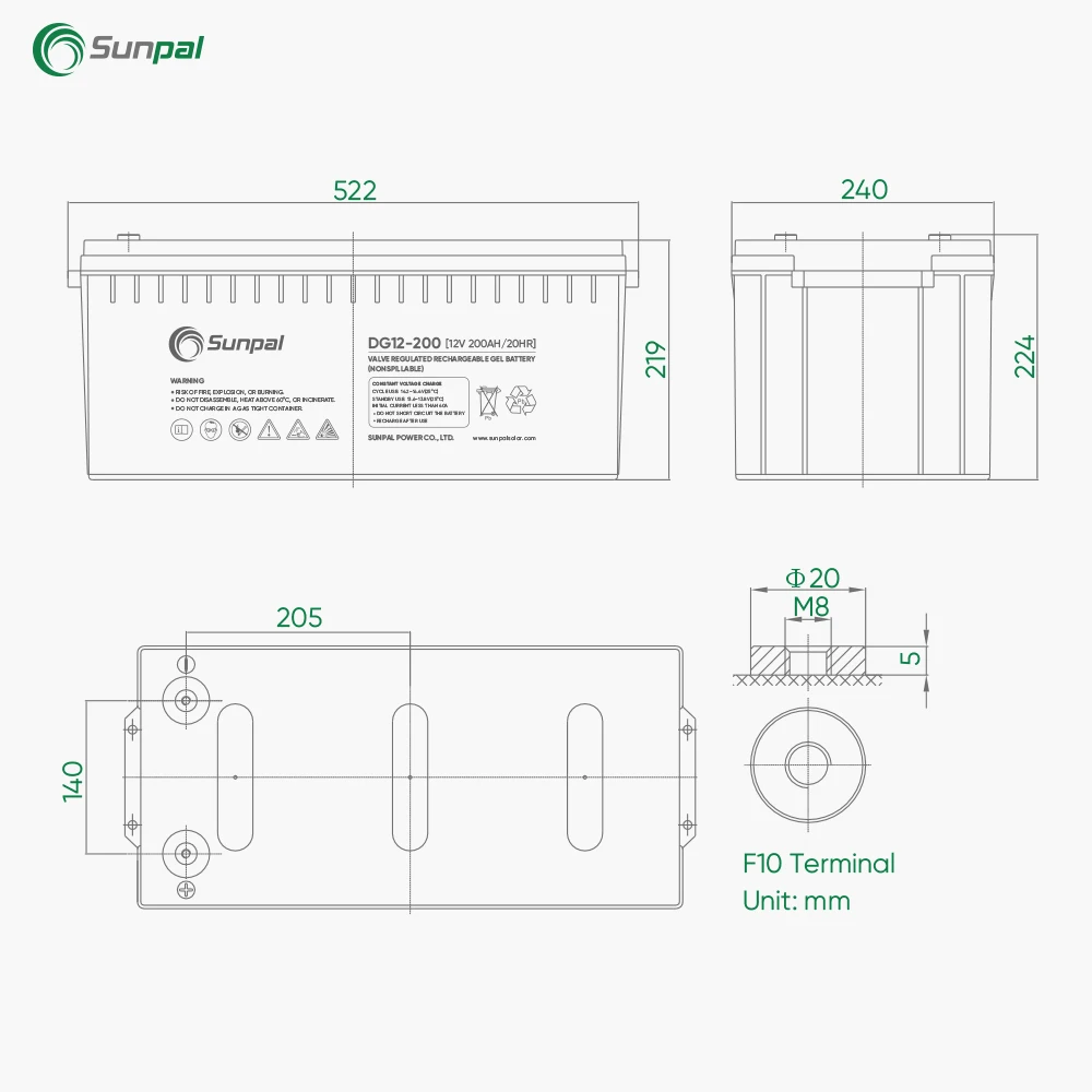 Rita solar energy storage gel battery 12V 100Ah 120Ah 150Ah 200Ah 250Ah deep cycle AGM sealed lead-acid battery.