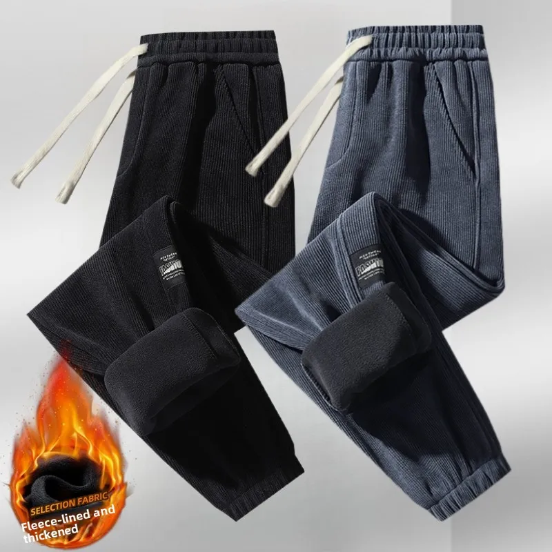 

Высококачественные вельветовые мужские брюки Thiened Fce, зимние спортивные спортивные штаны, свободные длинные брюки со средней талией, молодежный тренд Bla