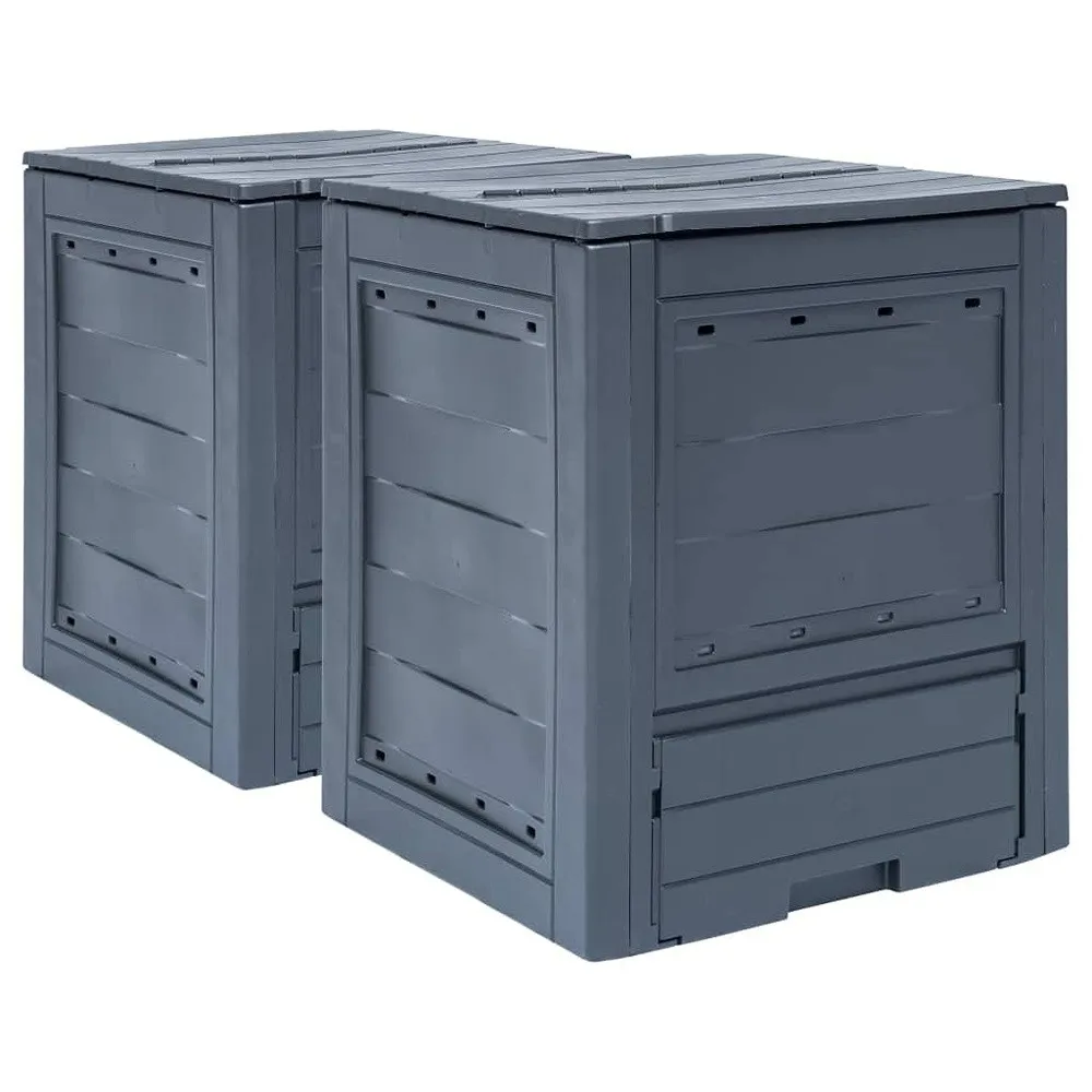 Set of 2 Garden Composter Bins 137.1 Gallon Large Capacity Square Outdoor Waste Bin for Kitchen Scraps Leaves Compost