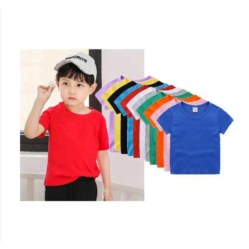 Kids Plain T Shirt Tops for Child Boys Girls Baby pure color Blank Clothes White Black Children Summer Tees 1-15 Years