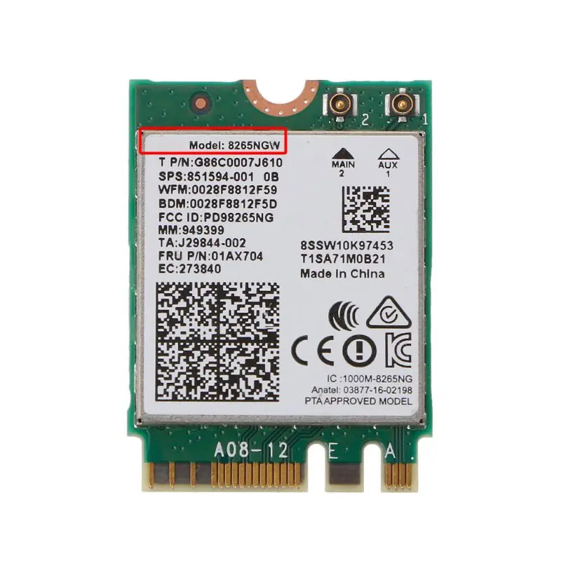 Dual Band Wireless 8265 8265AC NGFF Wifi Card For Intel 8265NGW for M.2 NGFF 2.4/5GHz Bluetooth-Compatible 4.2 Dropship