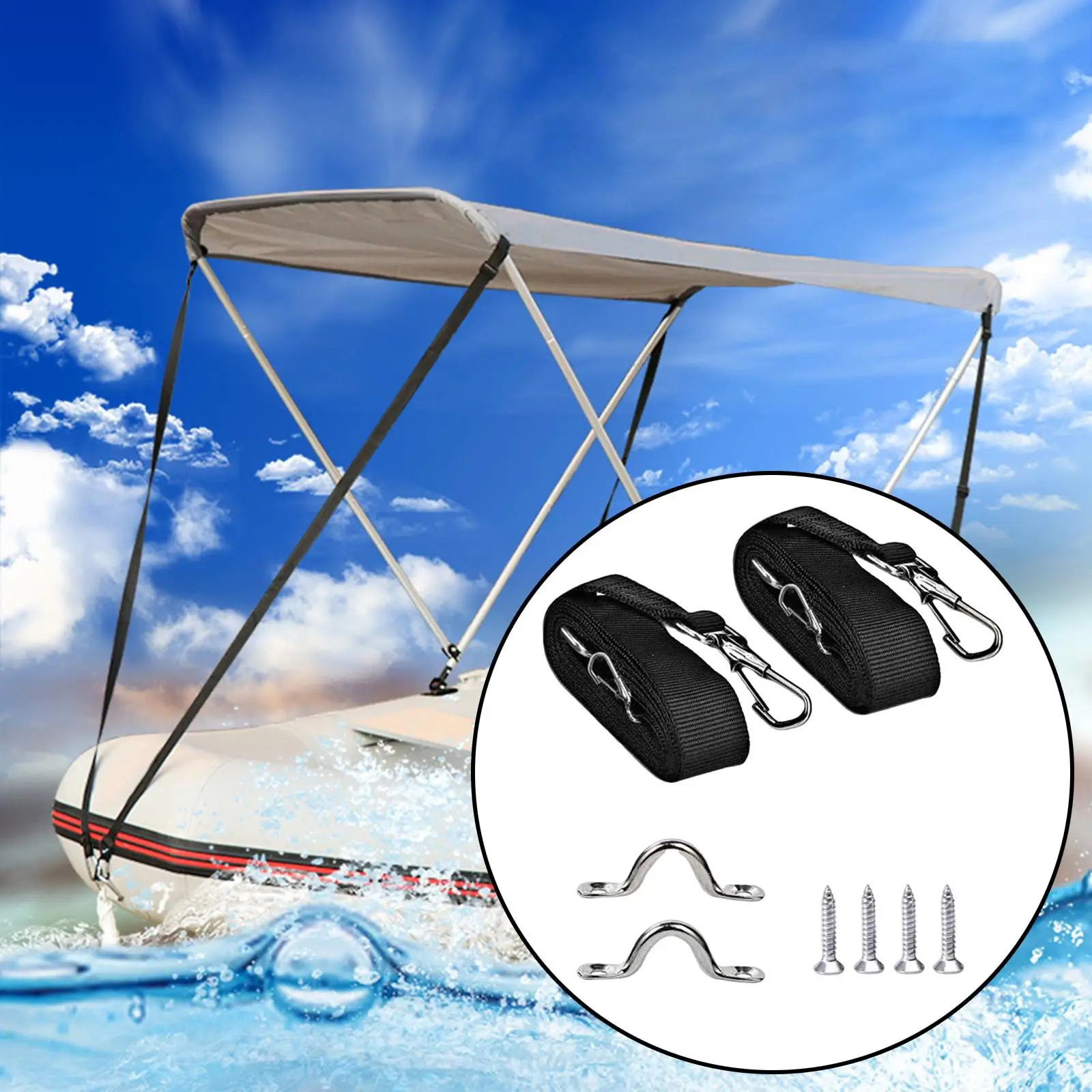 2Pcs Adjustable Bimini Top Straps Eye Straps with Loops Hook Boat Awning Hardware Accessories Boat Cover Straps for Boat - view 3