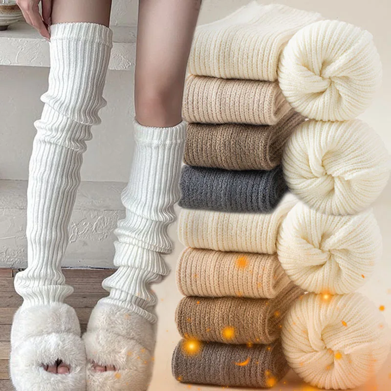 

40/50/70cm Knitted Women Leg Warmers Y2K Lolita Long Socks Wool Foot Cover Arm Warmer Autumn Winter Crochet Heap Sock Boot Cuffs