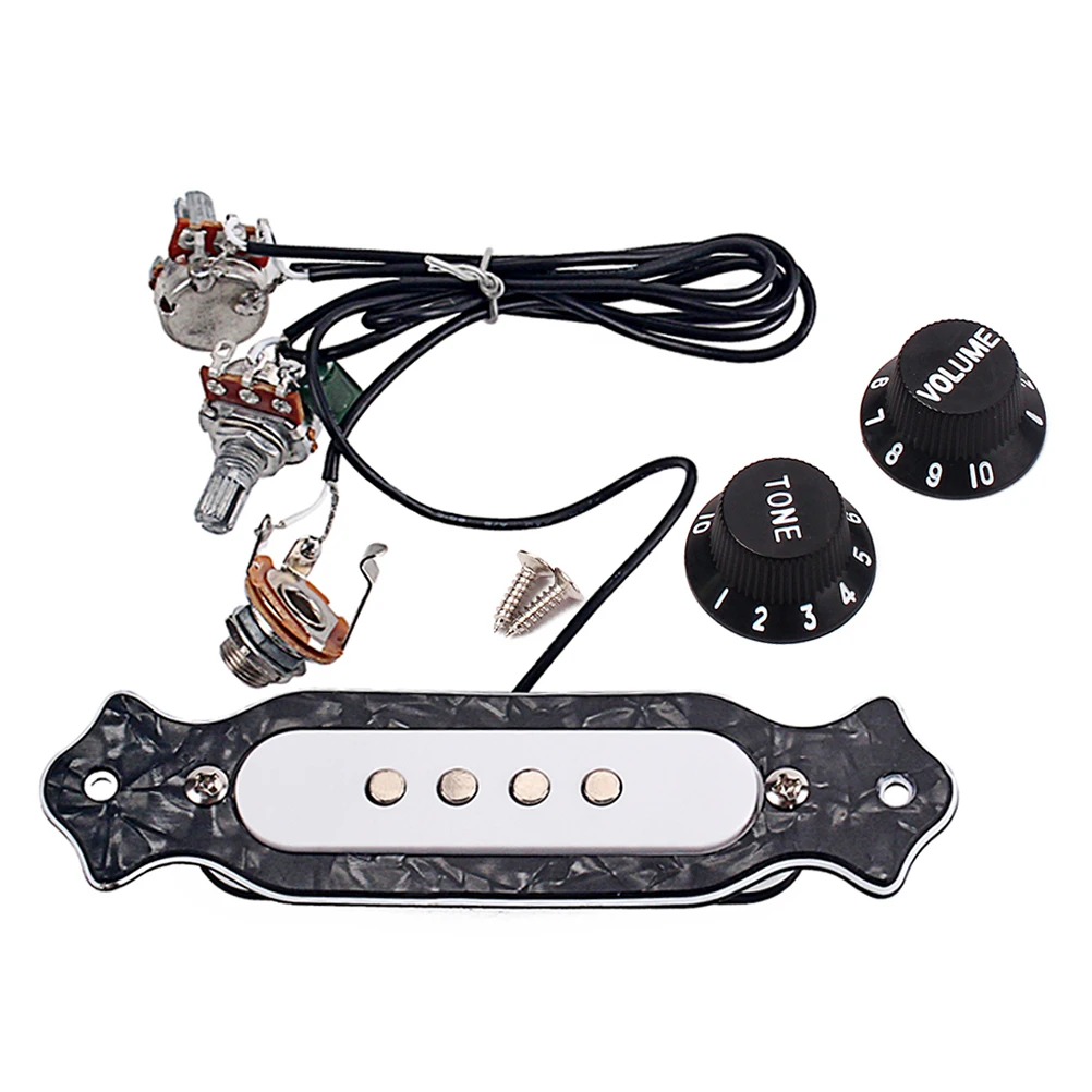 

Four-string Pickup Soundhole Pre-wired Black Guitar with Volume Tone Control Knob