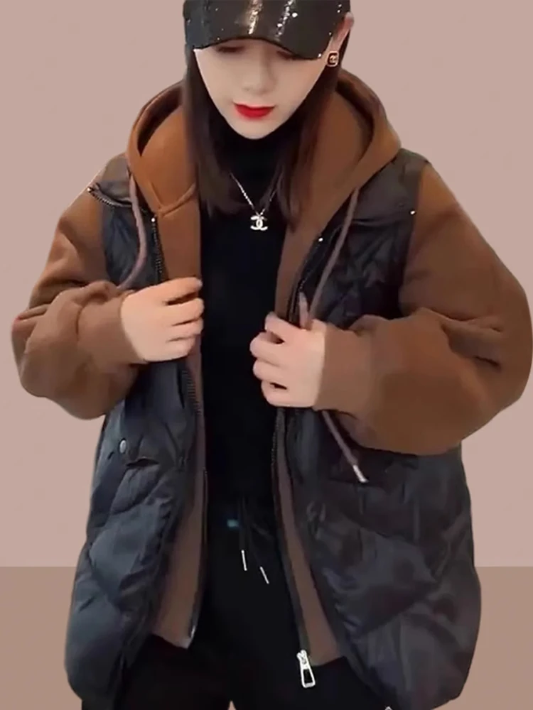 

Женская хлопковая куртка в стиле кимоно, утепленная, с длинными рукавами, с капюшоном, больших размеров, осенне-зимняя, новинка, модная, для полных женщин