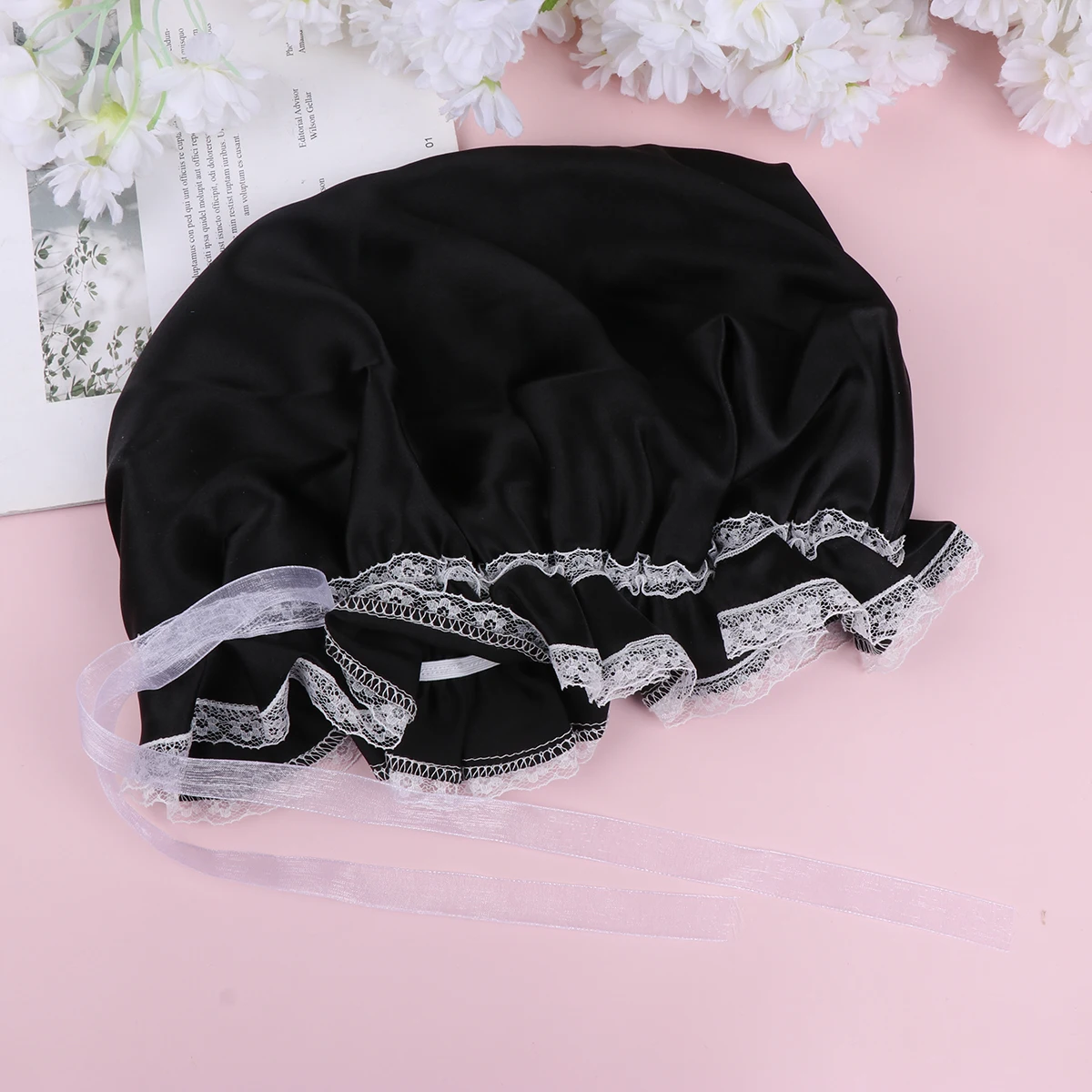 

Elastic Silk Sleeping Hat For Women Bathing Head Cover Keeps Hair Dry Neat Durable Hair Protection Bonnet Enough Room Style
