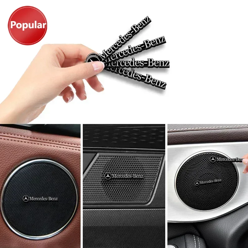 

# 2/4 шт. 3D алюминиевый значок стереодинамика, эмблема, наклейка для Mercedes Benz B/C/E/S Class A Class C200L GLC GLK CLA GLA
