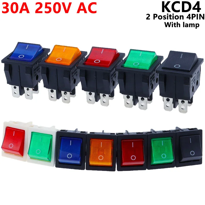 1 PCS,30A 250V AC High Current,ON/OFF,Special for Eelding Machine,KCD4,Sterling Silver Point,Rocker Power Button Switches