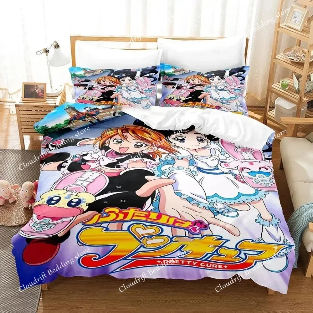 Anime Pretty Cure Bedding Set Boys Girls Twin Queen Size Duvet Cover Pillowcase Bed Kids Adult Fashion Home Textileextile