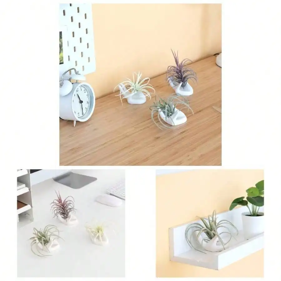 

1pc White Ceramic Hand-Shaped Plant Holder - Cute Airplant/Tillandsia Pot, Home Desk Shelf Decor