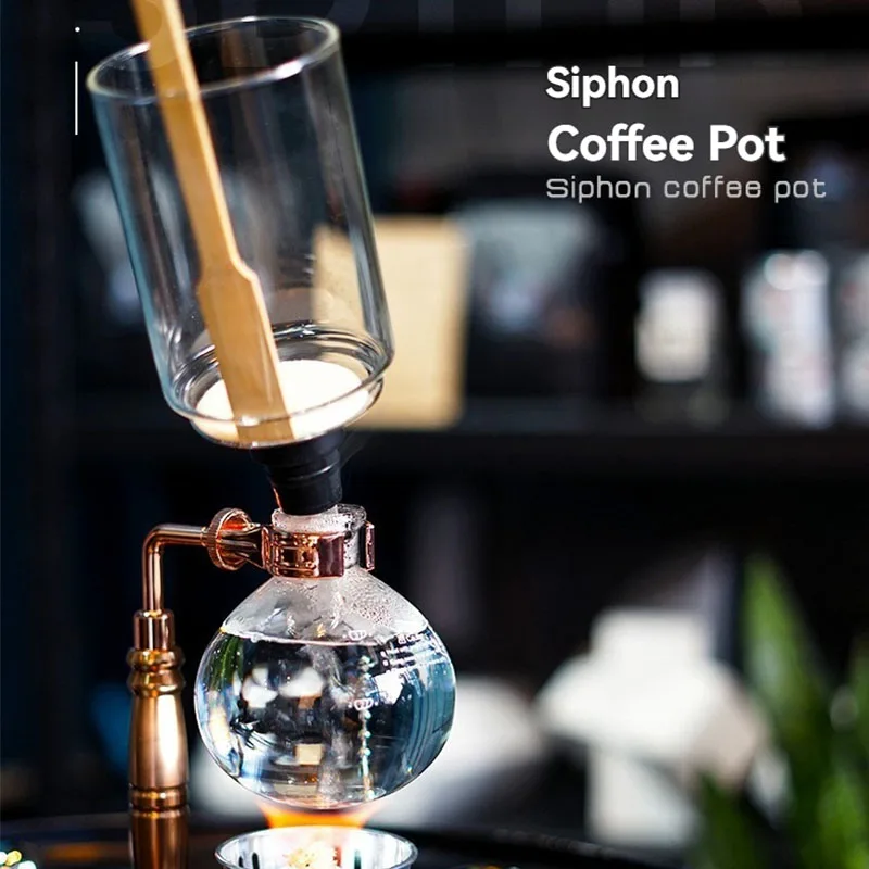 

Small Siphon Coffee Maker with Wooden HandleVacuum Brewer Pot, Japanese Syphon Machine 1-3Cups Glass Drip Coffee Maker