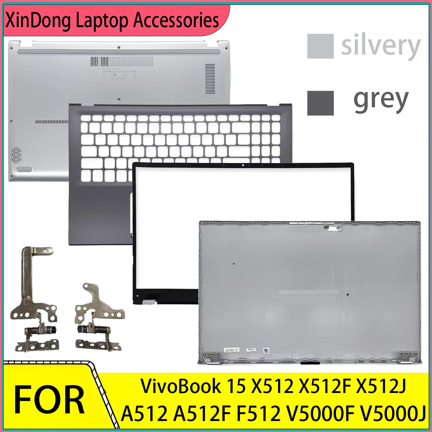 Notebook LCD Back Cover/Front Bezel/Hinges/Palmrest/Bottom For VivoBook 15 X512 X512F X512J A512 A512F F512 V5000F/J Laptop Case