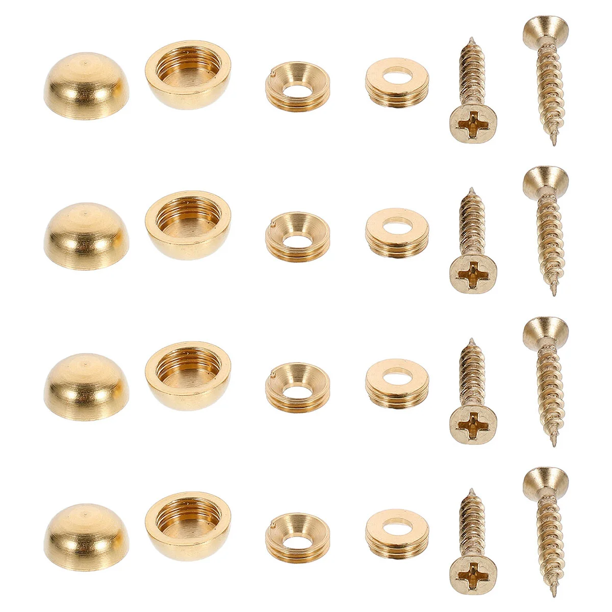 16 Pcs Advertising Nail Mirror Woodworking Screw Self-Tapping Pure Copper Furniture Golden Flat Head