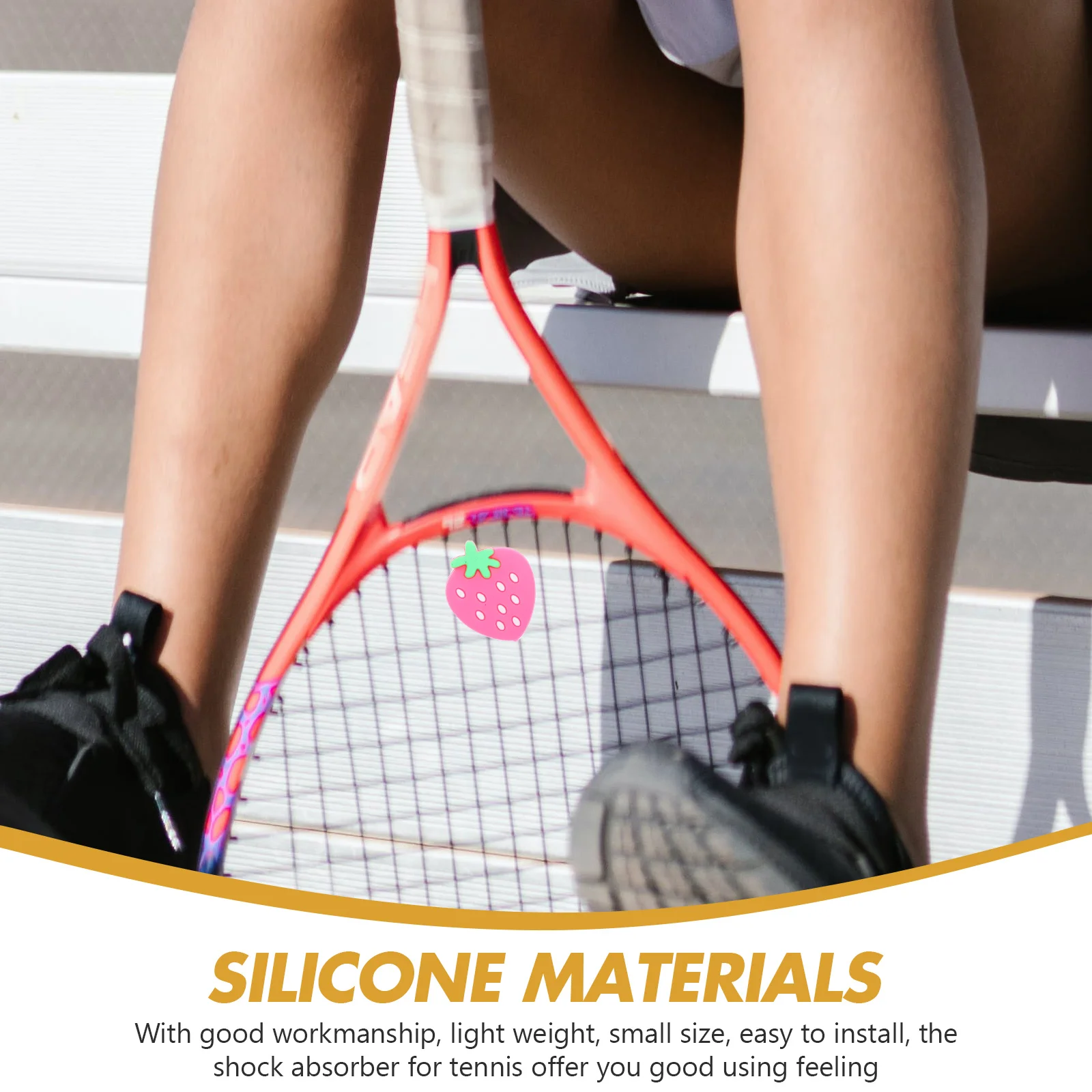 3-delige Tennisdemper Aardbei Racket Schokdemper Racket Trillingsdempers Roze Silicagel Siliconen Demper Kind Ballen