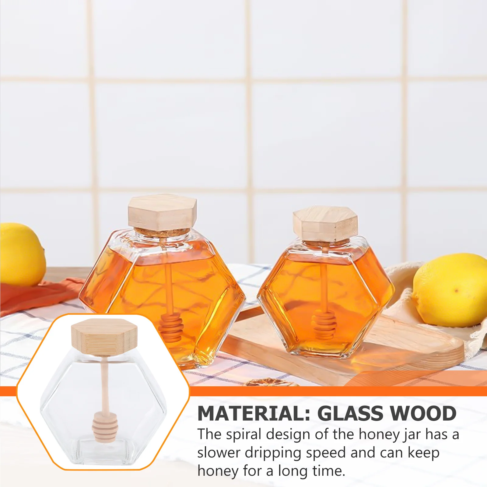 

Transparent Glass Honey Pot 220ml Sealing Clear Jam Jar Kitchen Use Honey Jar Dip Set Spiral Clear Jars