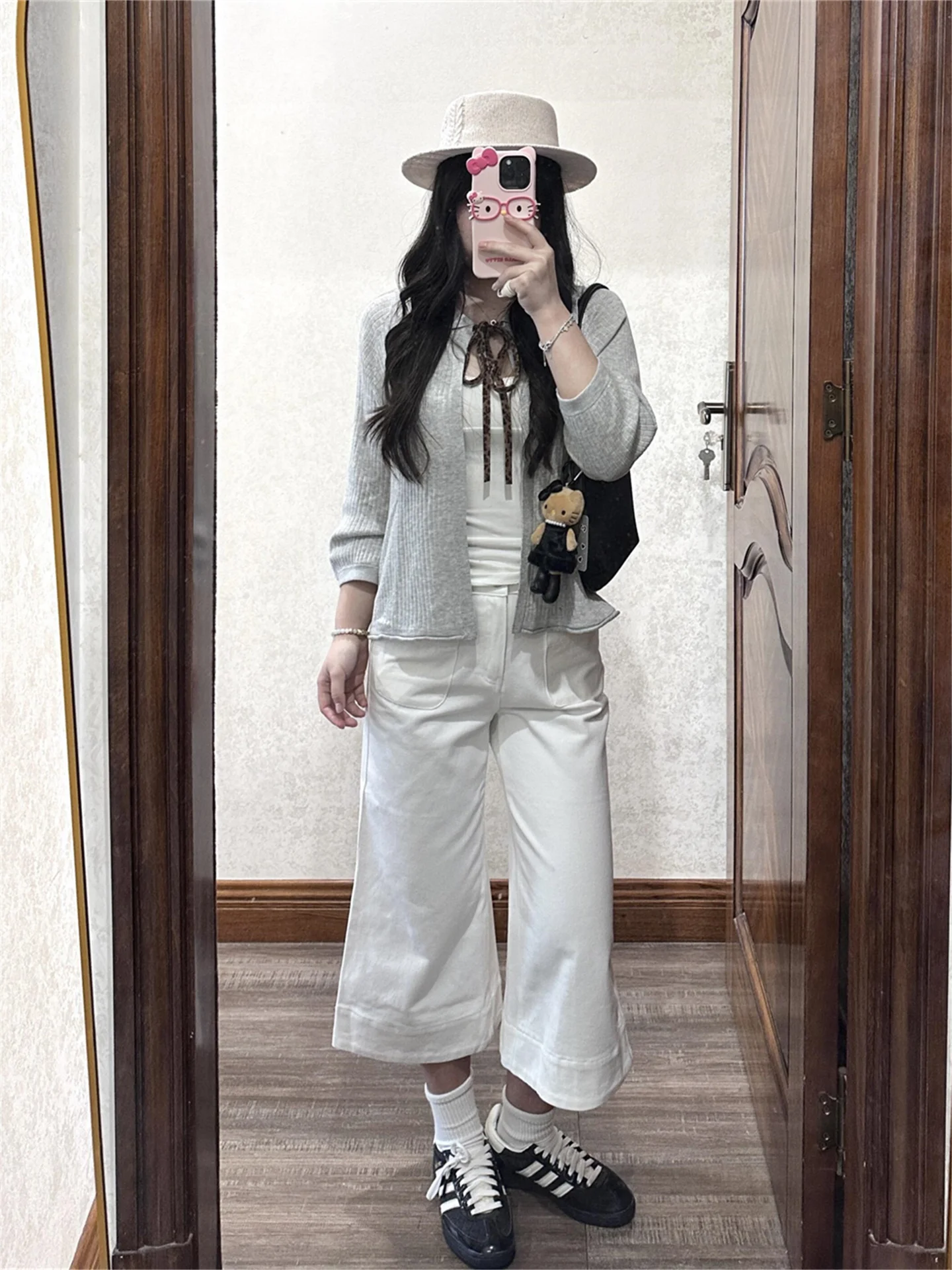 

American High Street Low Waist White Micro Flared Seven-Foot Women's Summer Loose Draping Slimming Non-Matching Jeans