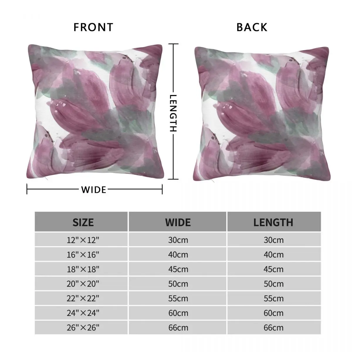 Soft Burgundy Loose Floral Square Pillowcase Polyester Linen Velvet Creative Zip Decor Pillow Case Sofa Cushion Cover 45x45