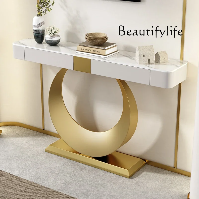BJ Italian Luxury Console Table Trendy Aesthetic Elegant Beauty Console Table For Hallway Porch Tablebasse De Salon Furniture