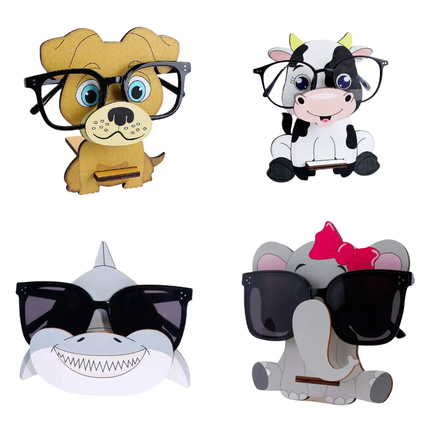 Cartoon Dairy Cow Animal Pattern Wooden Glasses Storage Holders & Racks Eyeglasses Frames Display Racks Perfect Gift for Kids