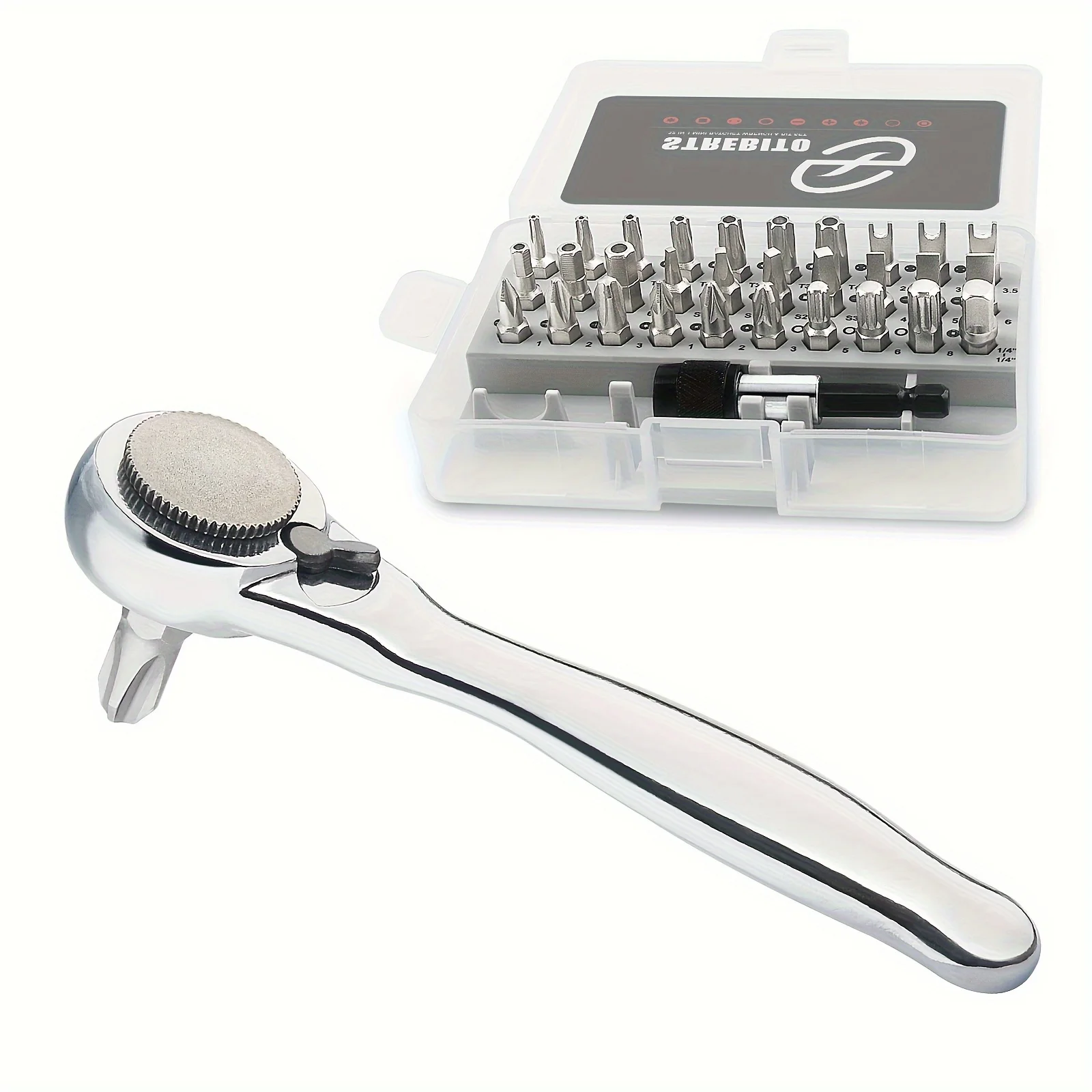 1Pc Right Angle Screwdriver Mini Ratchet Set 72-Tooth Low Profile Stubby Ratchet Wrench for Small Spaces Tight Spots Precision Screwdriver Set