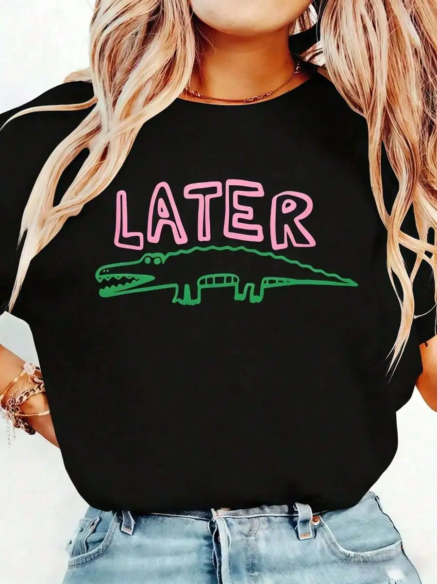 2026 LC Women s Funny Later Gator-Shirt - Sarcastic Later Tee In White Pink - Lightweight Everyday Shirt Women - Washable Casual Top, Allseason A