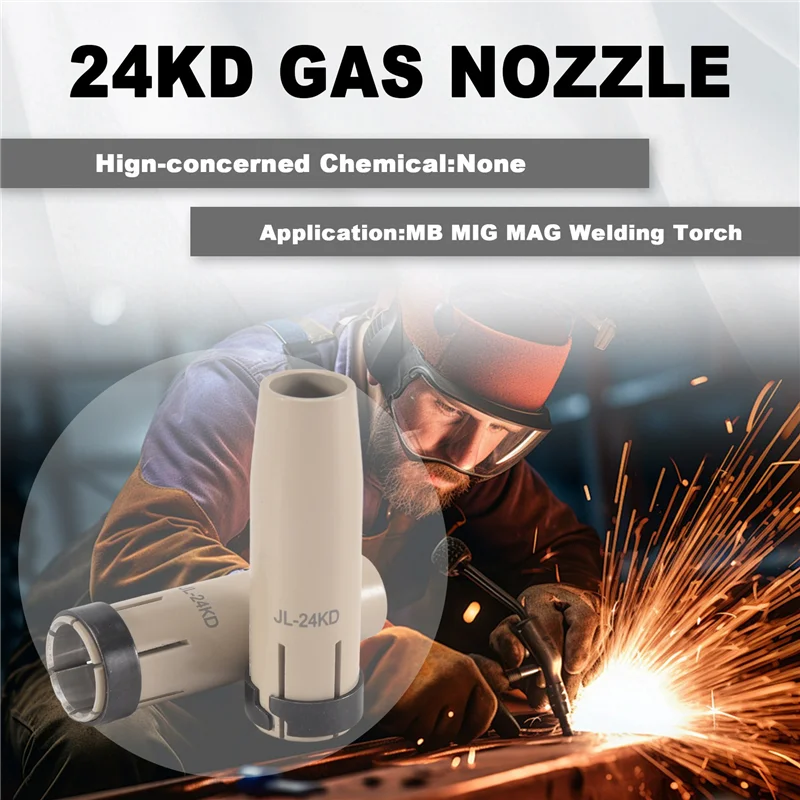 [NEWA64Z!】 10Pcs 24KD Coated Protective Gas Nozzle Pure Non-Stick European Airless Protective Cover For MB MIG Welding Torch 250