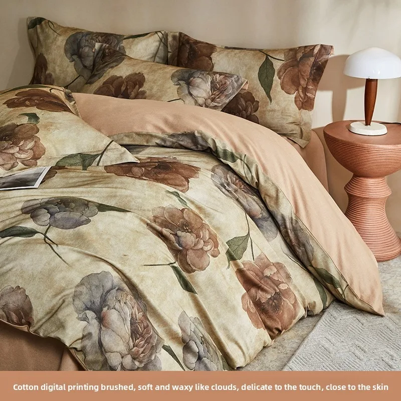 High-quality 100% Cotton 1pc Duvet Cover and 2pcs Pillowcases Set Printed Bedding Set Soft Skin-friendly and Breathable