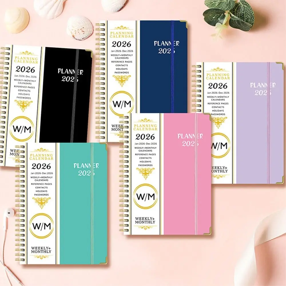 

Ежегодный планировщик на 2026 год, блокнот формата А5, спиральный переплет, спиральный блокнот, 365 дней, дневник, 71 листов/142 страниц