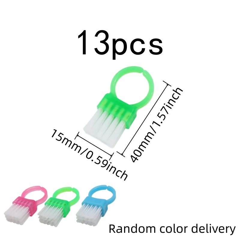 13 pcs Finger Loop Brush, Small Crevice Cleaning, Deep Clean Reach, Soft Fine Bristles, Multipurpose, Random Color
