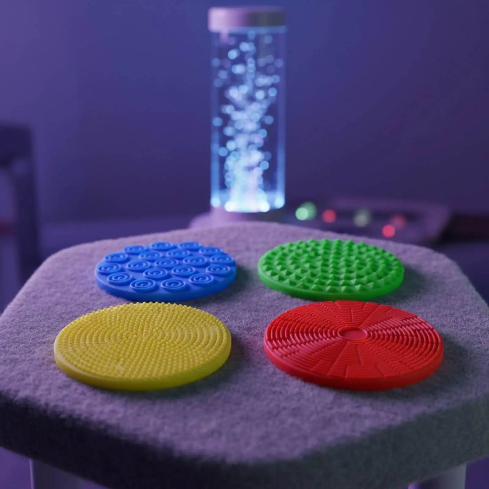 4 Pieces Sensory Texture Mats with Suction Cups Soft for Playrooms