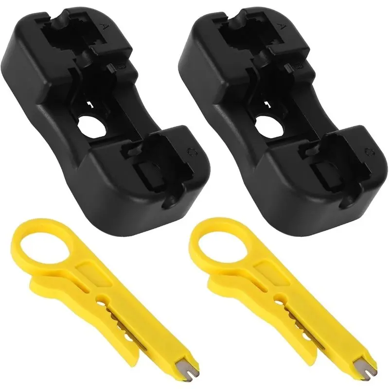 LLCS-Jack Punch Down Stands(2Pcs) With 2 Wire Stripper Tools For RJ11, For RJ12 For RJ45 90°& 180° Jacks Kit