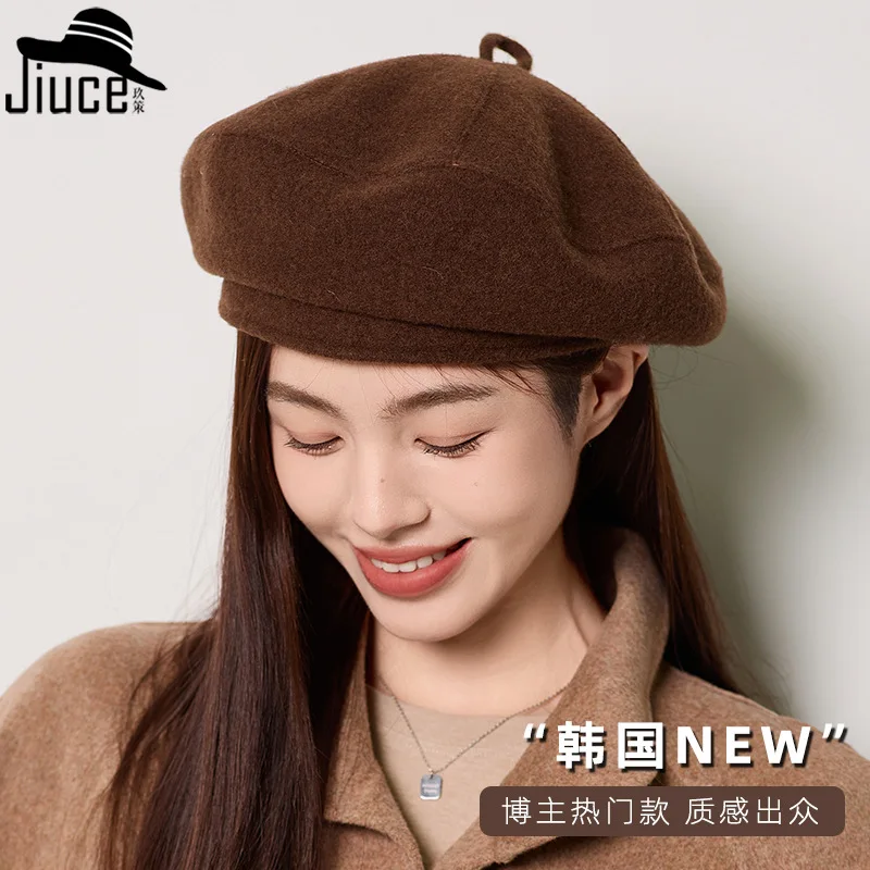 High Quality Wool Beret women's Winter Style Face Enhancing Pumpkin Hat Fashion high-end Artist Hat Gorros 4m720