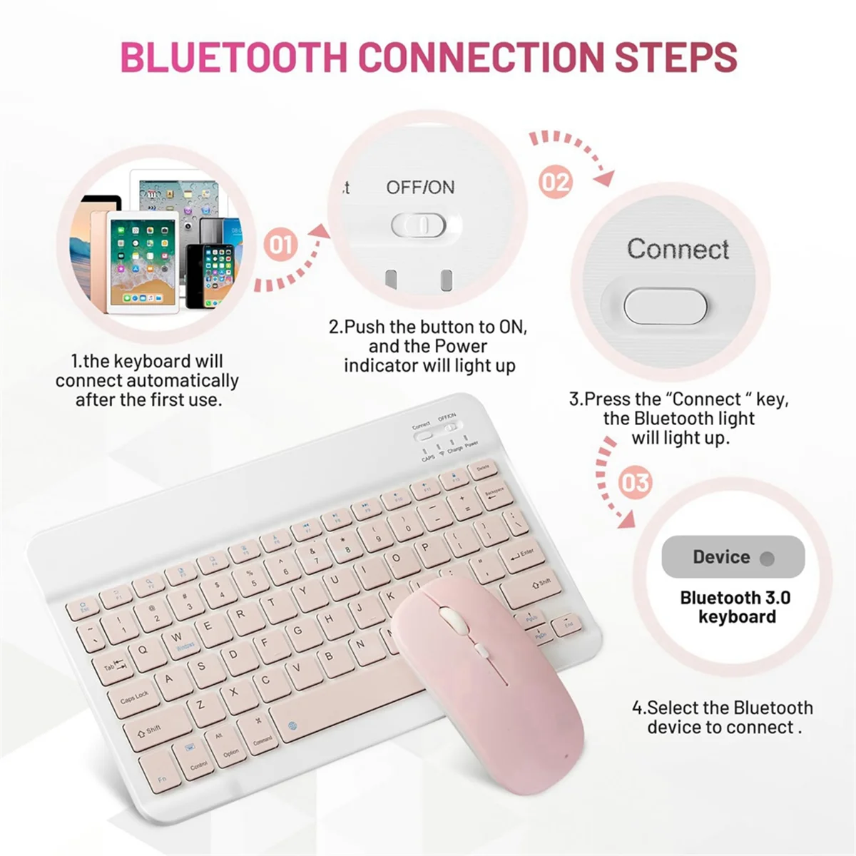 Teclado Bluetooth popular con ratón a pilas para Android Windows C