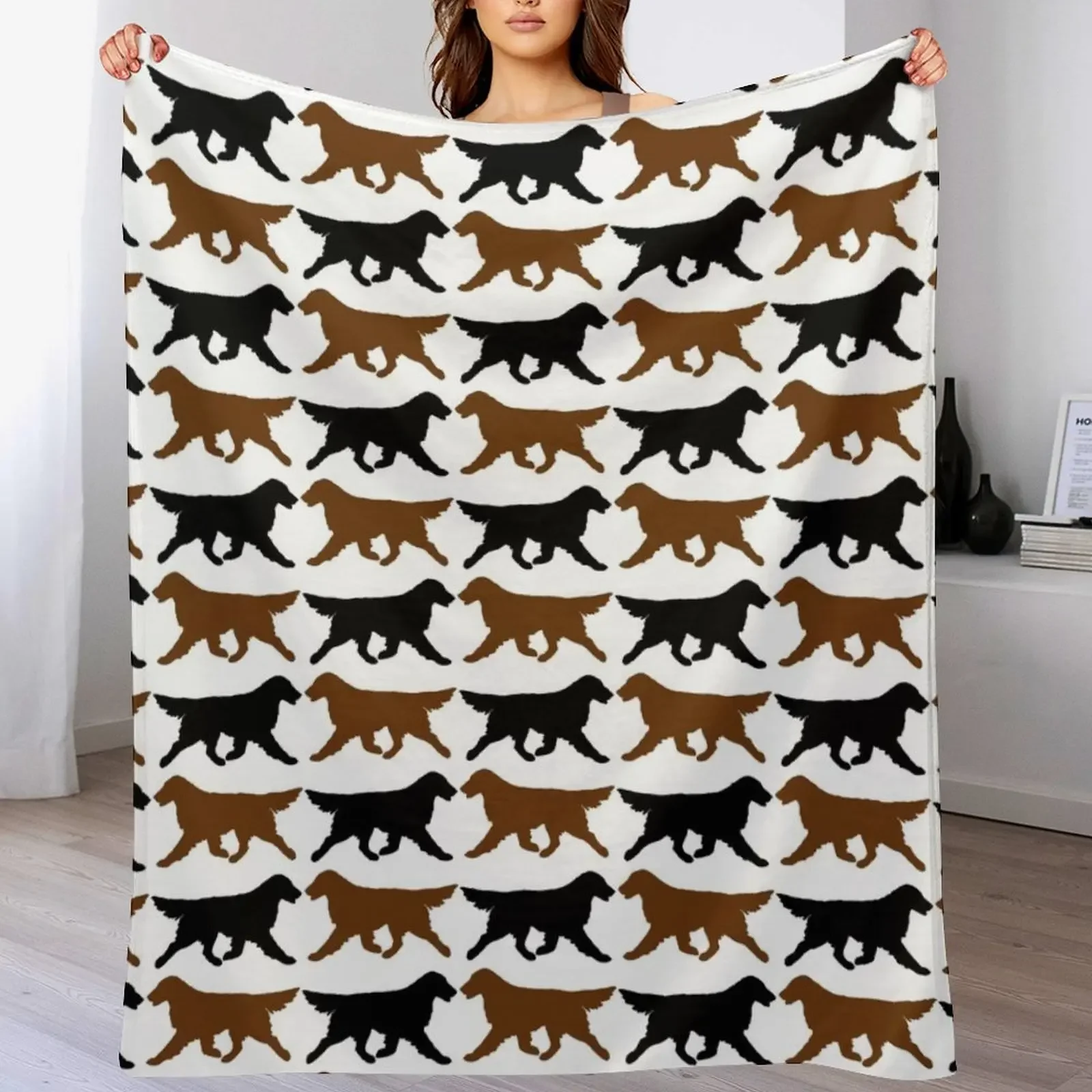 

Black and Liver Flat-Coated Retrievers Throw Blanket Moving Extra Large Throw Warm Cute Plaid Blankets