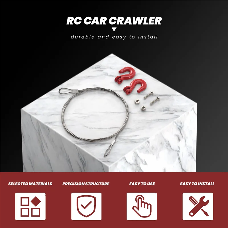 1/10 RC Car Crawler Steel Tow Rope With Hooks For SCX10 Wraith Axial D90 Parts