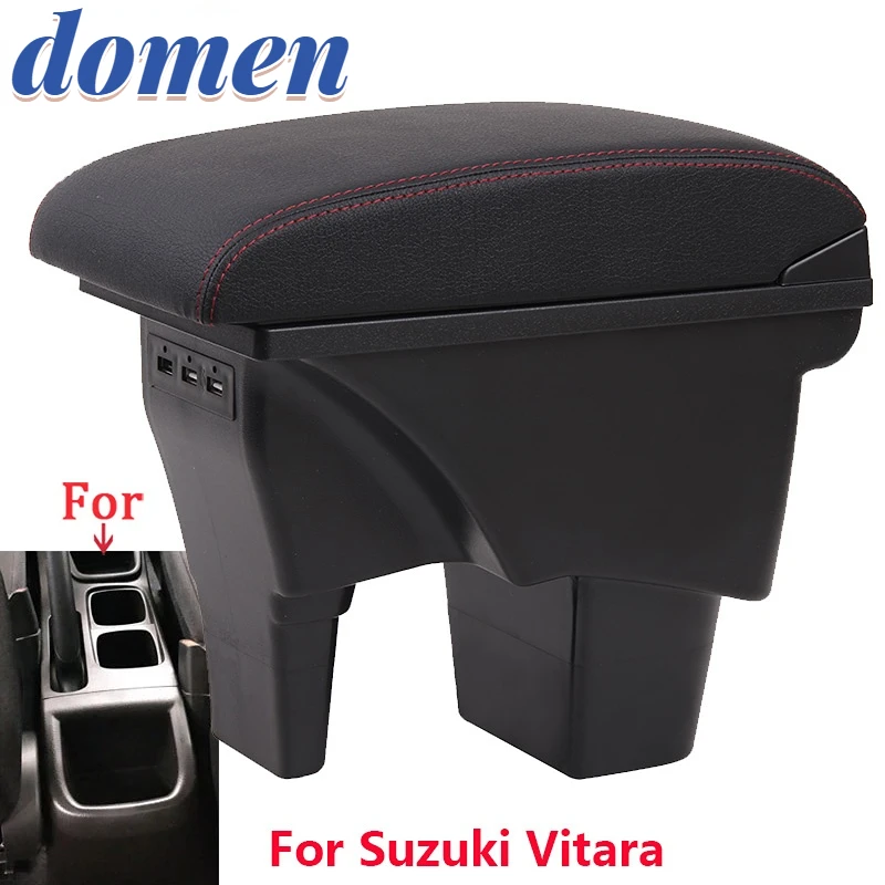 

For Suzuki Vitara Armrest box central storage box car accessories Car Armrests USB LED light Easy to install