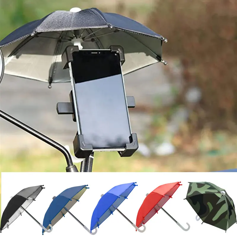 Motorcycle Bicycle Waterproof Sun Shade Mobile Phone Holder Umbrella Portable Mini Parasol Bicycle Stander Umbrella for Riding