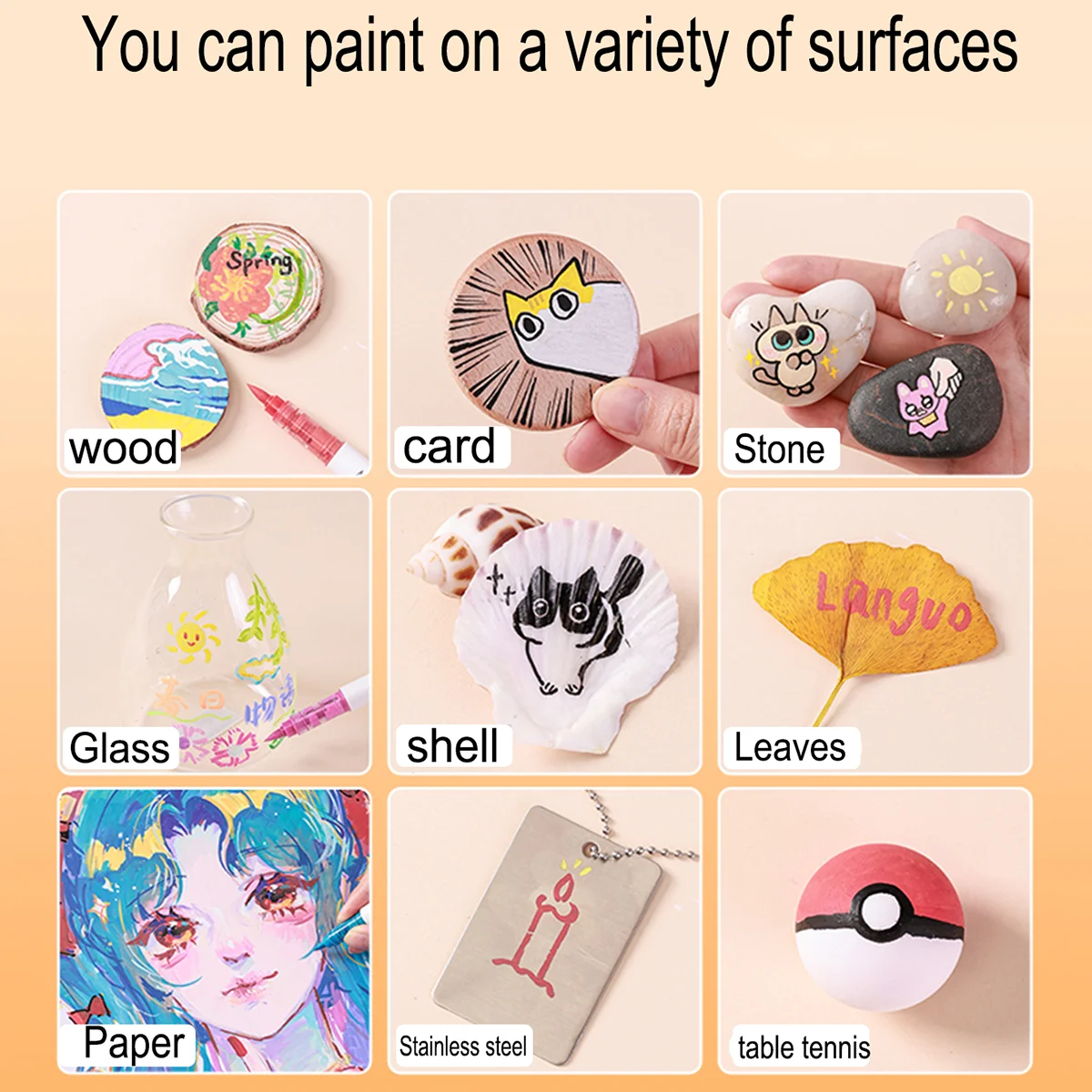 9 ألوان/مجموعة قلم تحديد فني من الأكريليك DIY أقلام رسم جرافيتي للمحمول والمذكرات وكتابة اللوحة والقرطاسية