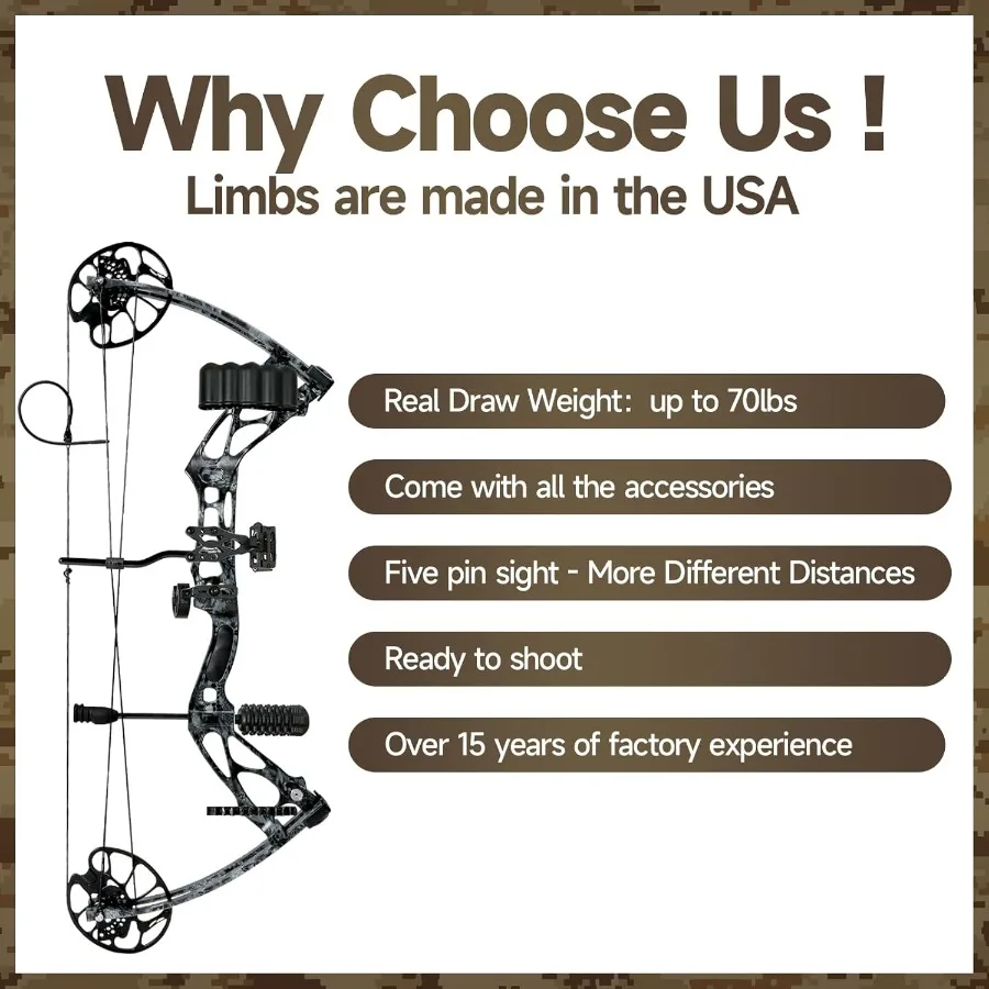 أقواس مركبة سحب وزن 30-70 رطل جاهزة للتصوير مجموعة القوس والسهم للبالغين مجموعة الرماية تأتي مع جميع الملحقات #5