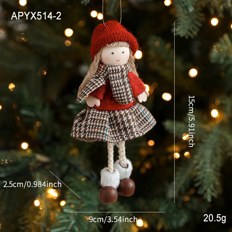 New Christmas Cute Plush Angel Boy Girl Doll Pendant Christmas Tree Ornaments Cute Figurines Hanging Decor for New Year's gifts