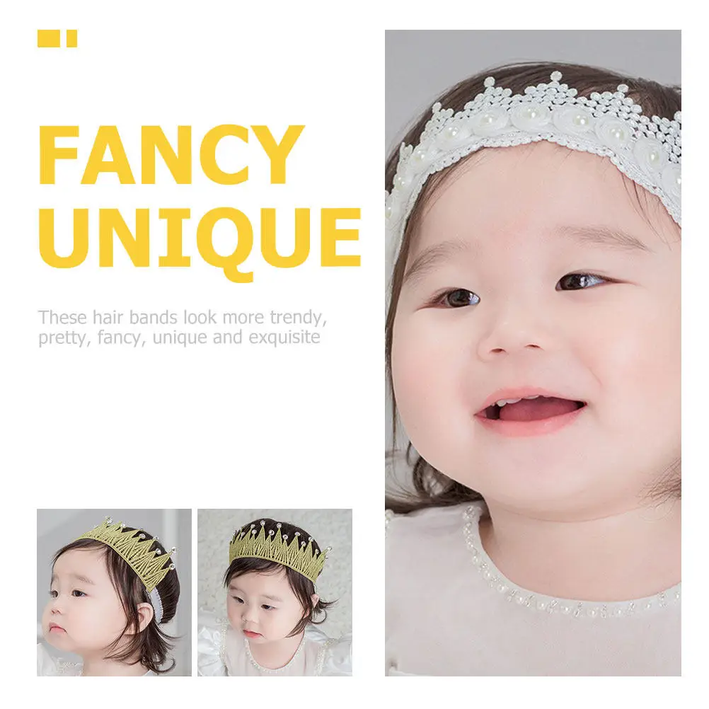 

2 шт. яркие повязки на голову в виде короны, кружевные повязки для младенцев, элегантные декоративные головные уборы для девочек, аксессуары для детских праздников
