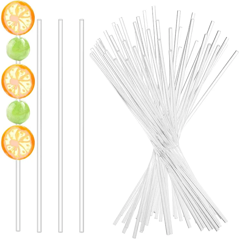 100Pcs Acrylic Cake Pop Sticks 10/15/20cm Lollipop Stick Candy Dessert Chocolate Bakeware Cupcake Toppers Stick Kitchen Supplies