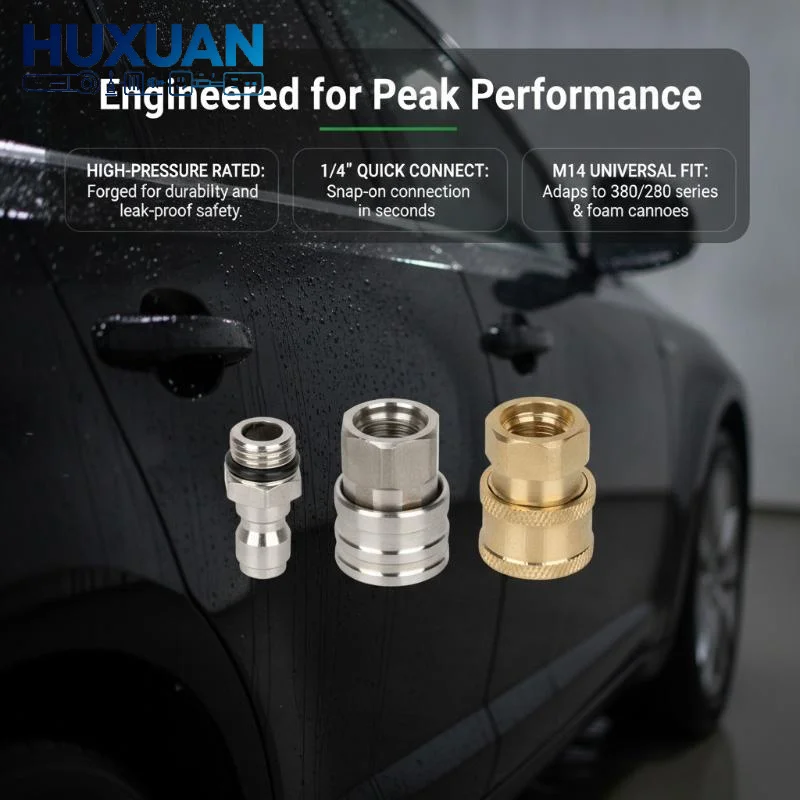 M14 X 1.5 Quick Connector Fitting Set Male Female Rust Proof Leak Resistant for High Pressure Car Detailing Washing Tools