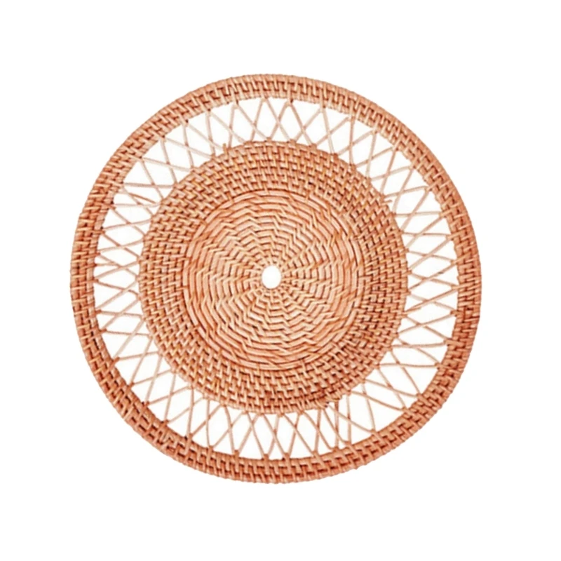 Minimalists Rattan Wall Adornment Handwoven Wicker Flat Round Wall Basket for Nordic Styles Farmhouses Home Decoration