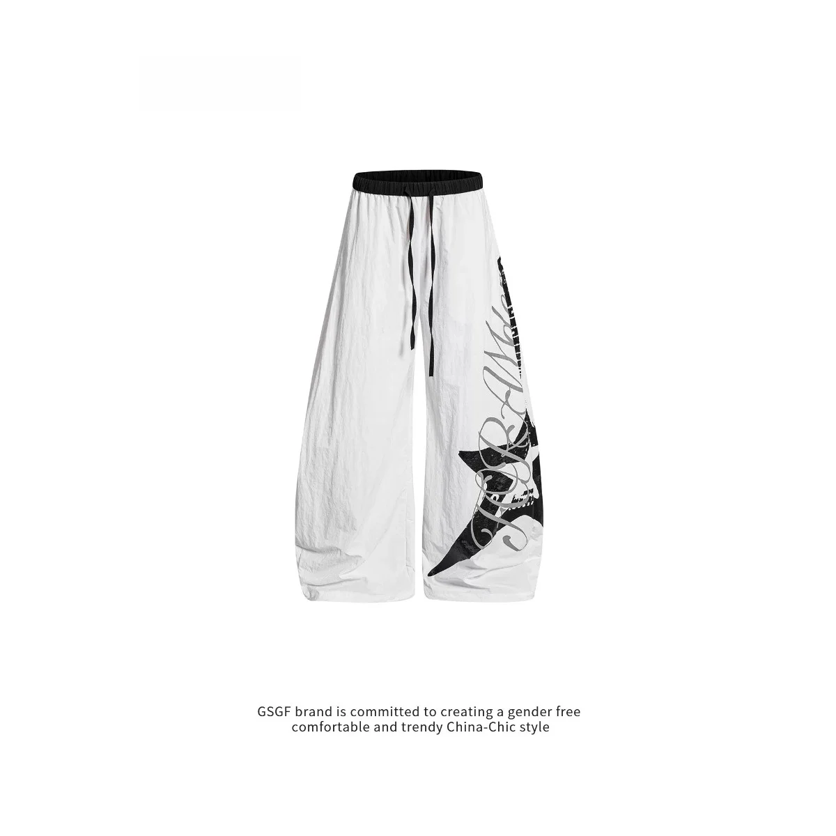 Mr. WH High Street Style Printed Wide Leg Pants Loose Casual Loose Men's Women's White Straight Leg Trendy Versatile