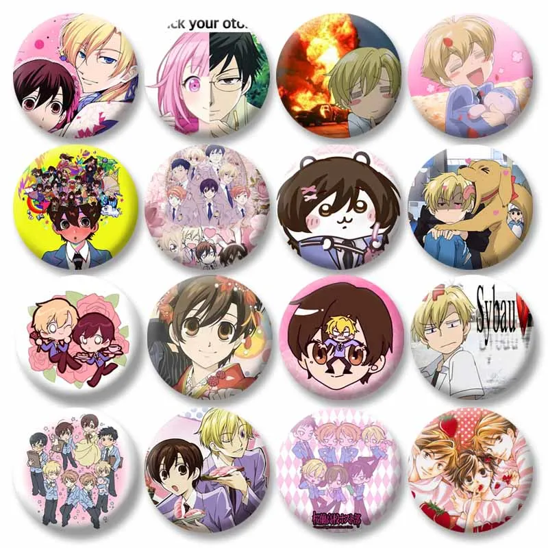 Cute Cartoon Haruhi Fujioka Tamaki Suoh Kyoya Clip Pins Cap Backpack Lapel Badge Accessories Wholesale Anime Brooch Jewelry Gift