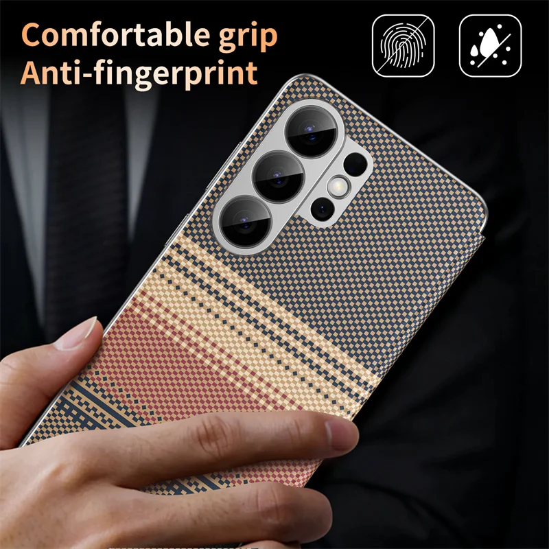 Etui z teksturą włókna węglowego i skórą PU z przegródkami na karty do Samsung Galaxy S23 S24 S25 S26 Ultra Plus, z klapką i okienkiem wyświetlacza. — zdjęcie produktu 4
