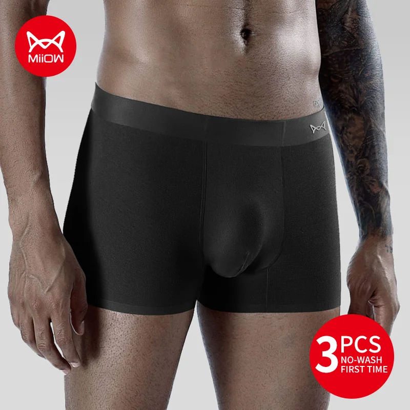 

MiiOW 3Pcs First Time No Wash Men Underwear Boxer Modal Antibacterial Travel Men's Underpants Boxers Shorts Underpants Trunks M1