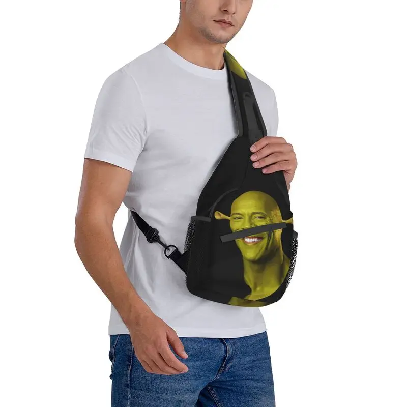 Dwayne The Shrok Johnson Sling Bag para hombre, mochila cruzada al pecho, mochila de hombro, mochila informal para viaje y senderismo, The Rock Muscle