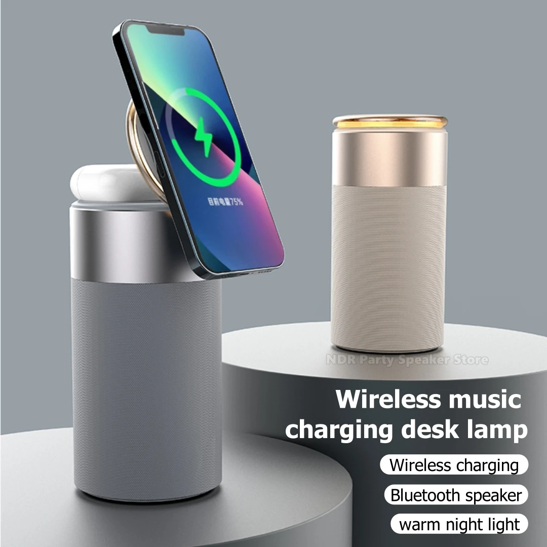 2024 Trending Newest 4 in 1 Wireless Speakers LED Light 15W Wireless Magnetic Charger Apply to Charging for IPhone 14 Earphone